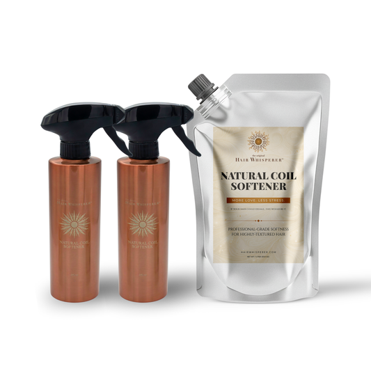 Natural Coil Softener™ Family Pack — Two 12 oz Steel Vessels + 1L Refill